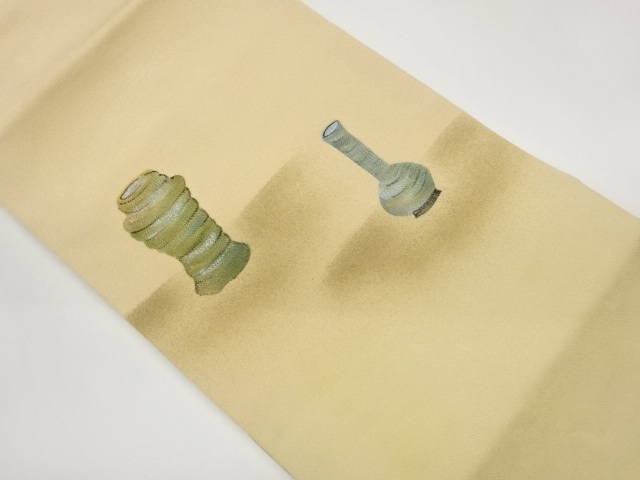 縮緬地金彩手描き壺模様名古屋帯